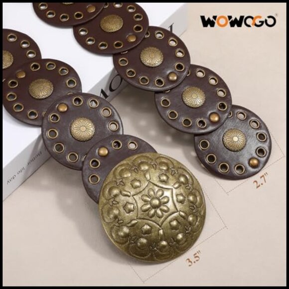 Western Boho Chunky Cowgirl Disc Belt Elastic Waist Retro Festival Style